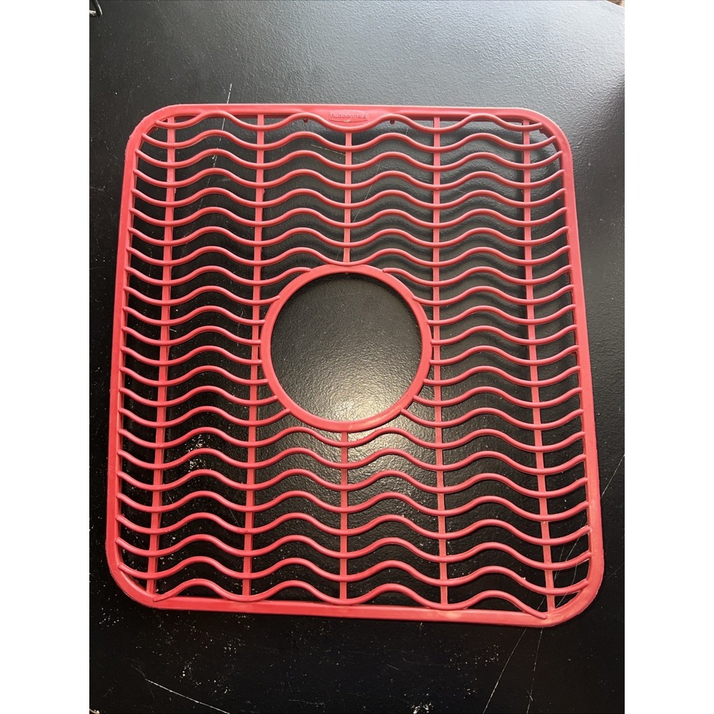 Vintage Rubbermaid Sink Protector Mat Red 12.5" x 11.5" Sinkware Discontinued